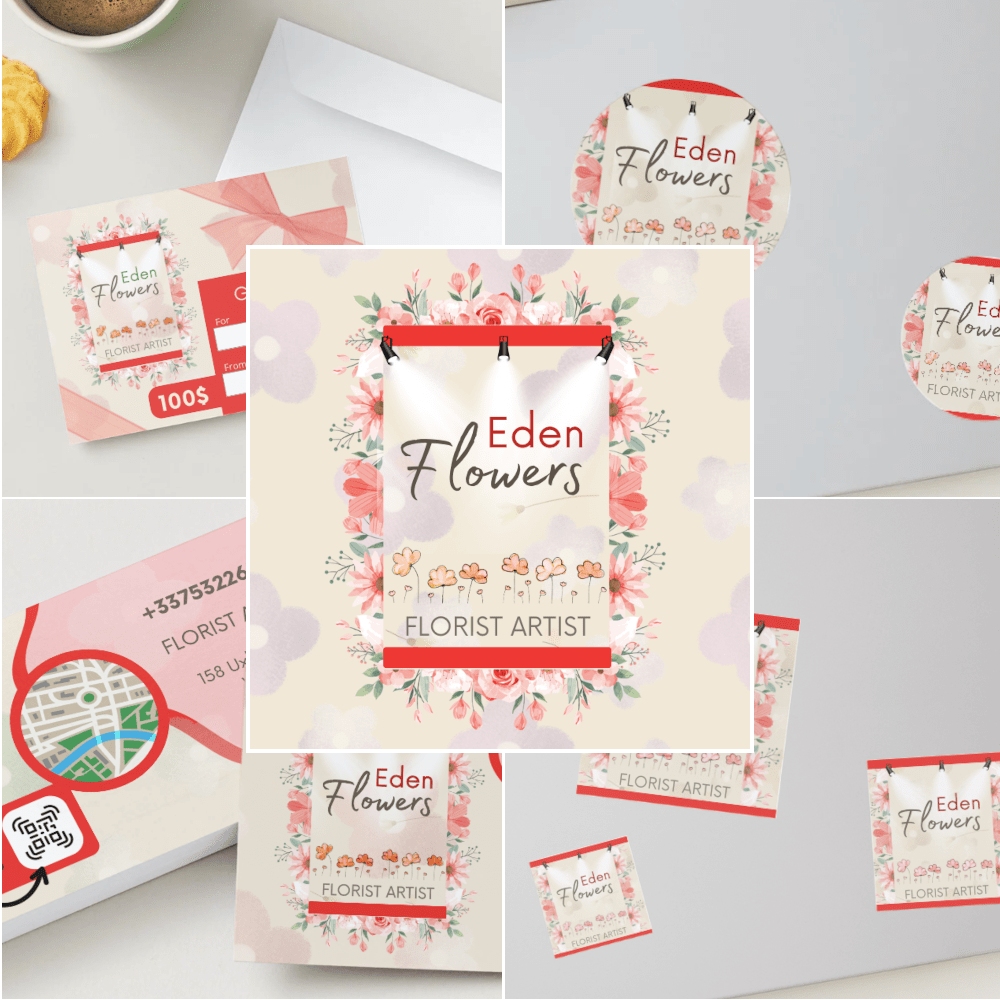 CANVA Eden Flowers Licence classique - 9.90€ / Rouge 5 fichiers CANVA