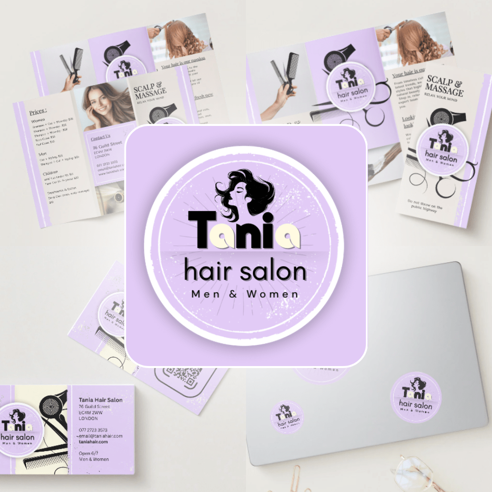 CANVA Tania Hair Salon CLASSIC / Purple 4 modèles CANVA