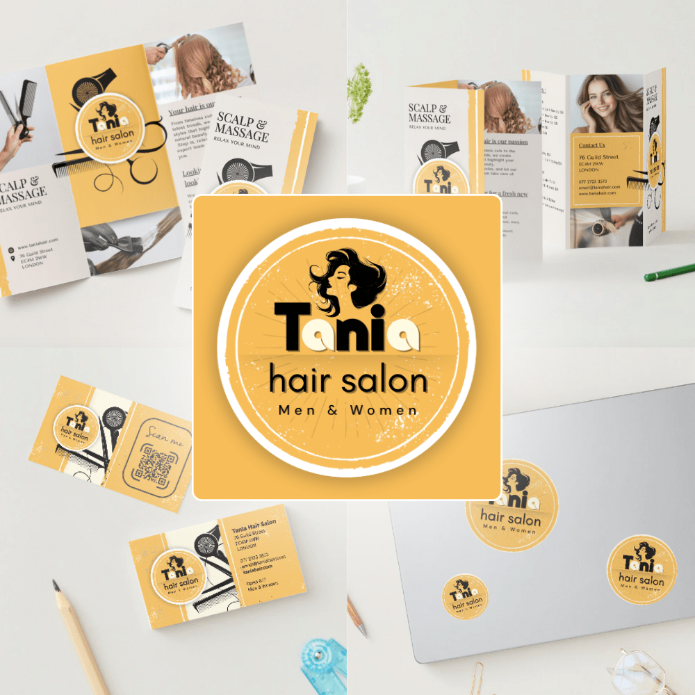 CANVA Tania Hair Salon CLASSIC / Orange 4 modèles CANVA