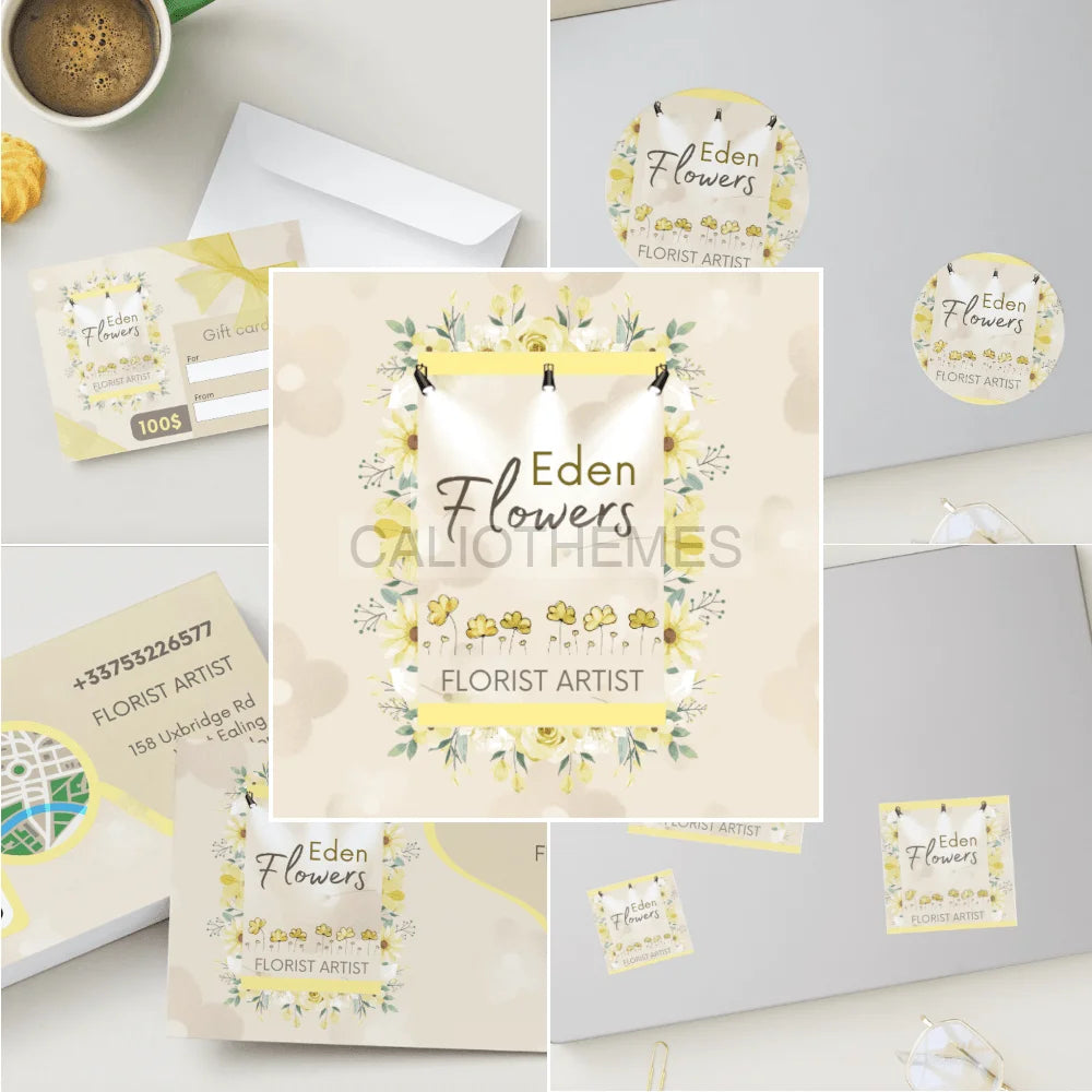 CANVA Eden Flowers Licence classique - 9.90€ / Jaune 5 fichiers CANVA