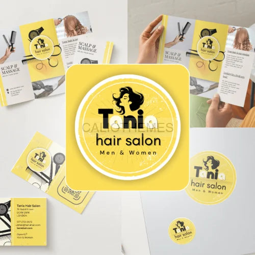 CANVA Tania Hair Salon CLASSIC / Yellow 4 modèles CANVA